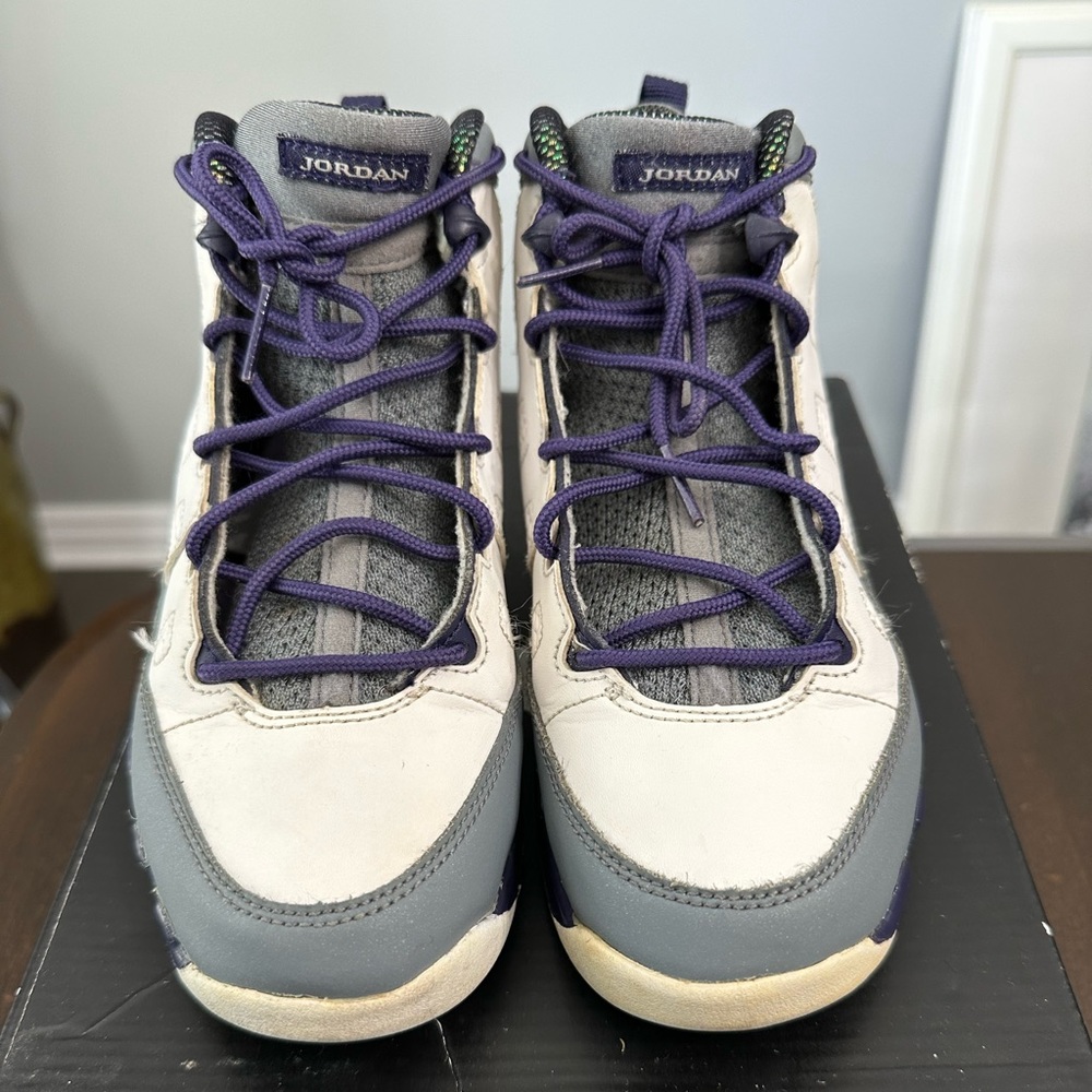 Girls Nike Air Jordan 9 Retro (PS) Size 3Y White Imperial Purple 537738 109
